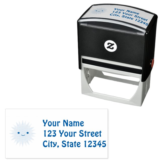 Tampon Auto-encreur Timbre en caoutchouc solaire mou Kawaii souriant (En situation)