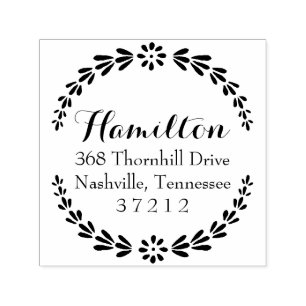 Tampon Auto-encreur Timbre floral d'adresse de retour de guirlande