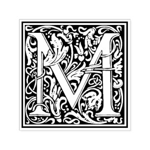 Tampon Auto-encreur Timbre floral victorien de la lettre M de William 
