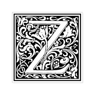 Tampon Auto-encreur Timbre floral victorien de la lettre Z de William