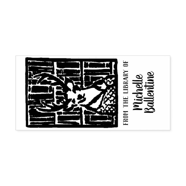 Tampon Auto-encreur Timbre plaque de bibliothèque de cerfs (Design)