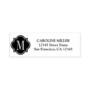 Tampon Auto-encreur Timbres d'adresse de retour du logo de Monogram