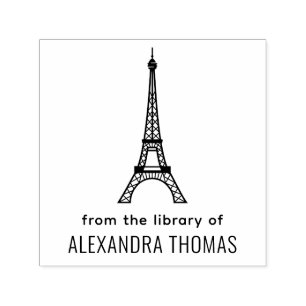 Tampon Auto-encreur Tour Eiffel #2 "De la Bibliothèque de" Nom