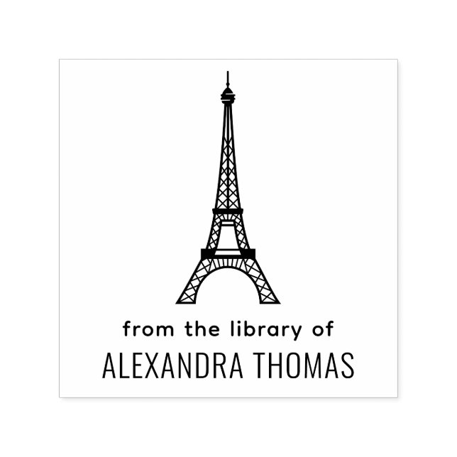Tampon Auto-encreur Tour Eiffel #2 “De la bibliothèque de” Nom (Design)