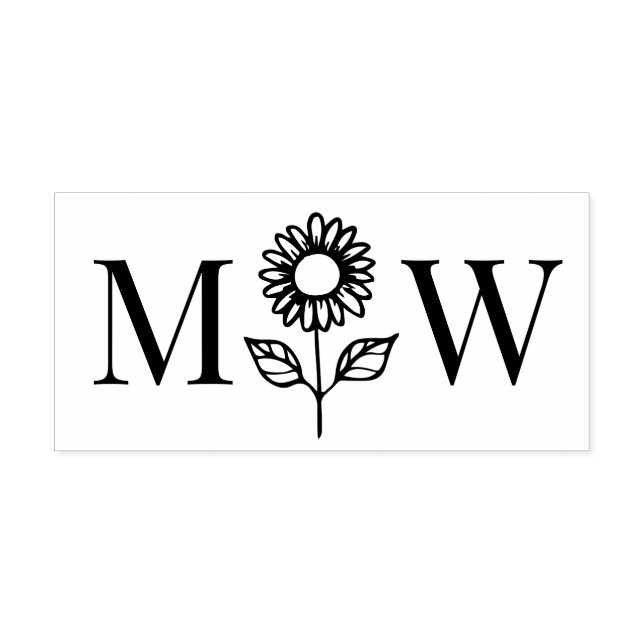 Tampon Auto-encreur Tournesol #3 Couple Mariage 2 Monogramme initial (Design)
