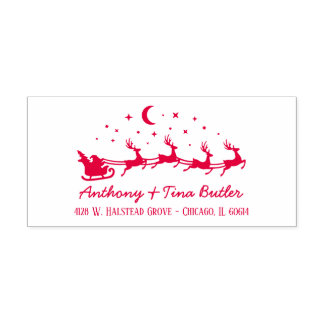 Tampon Auto-encreur Traîneau du Père Noël personnalisé & Renne Fêtes 