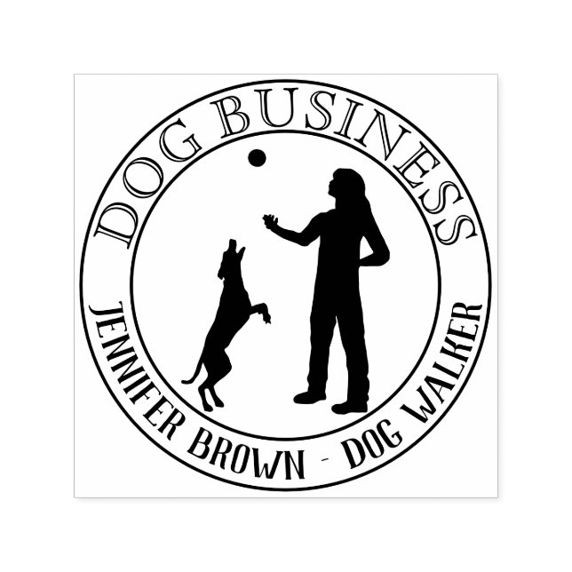 Tampon Auto-encreur Trainer Walker Jouer avec un chien (Design)