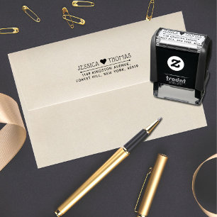 Tampon Auto-encreur Trendy Love Heart Custom Name & Address