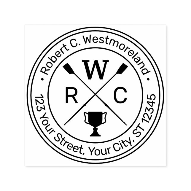 Tampon Auto-encreur Trophée de l'équipage de conduite Nom Adresse de r (Design)