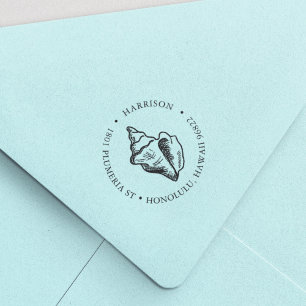 Tampon Auto-encreur Tropical Conch Shell Round Return Adresse