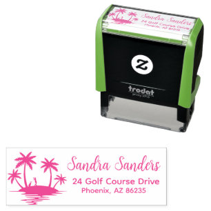 Tampon Auto-encreur Tropical Golfer Adresse personnalisée