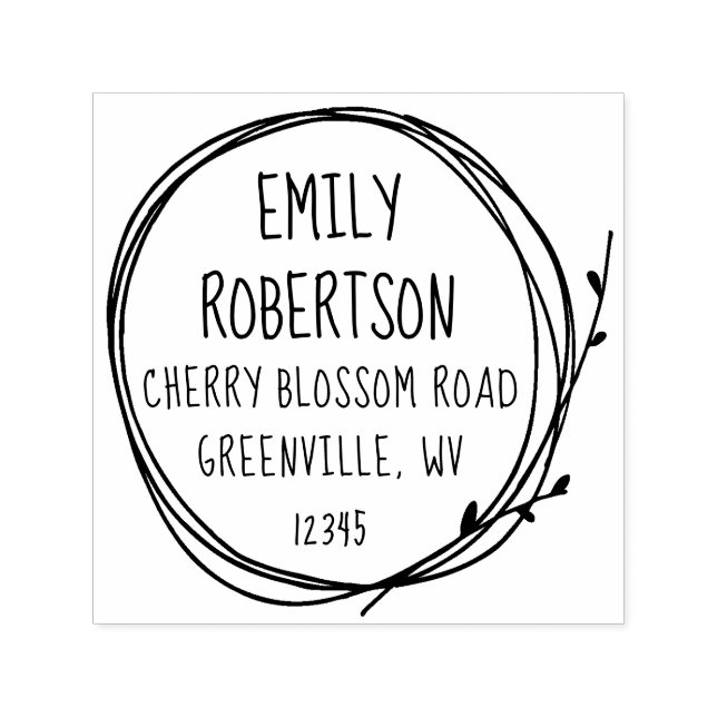 Tampon Auto-encreur Twig Circle Friendly Country Nature Style Retour A (Design)