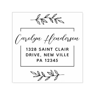 Tampon Auto-encreur Typographie Feuille chic et noire