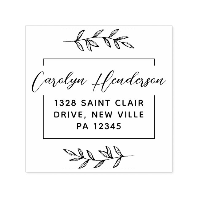 Tampon Auto-encreur Typographie Feuille chic et noire (Design)