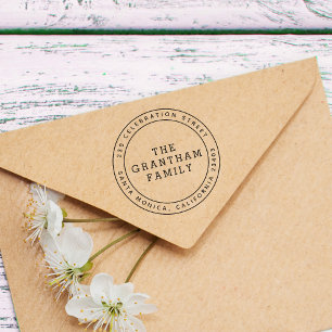 Tampon Auto-encreur Typographie moderne Nom personnalisé Arrondi Adres