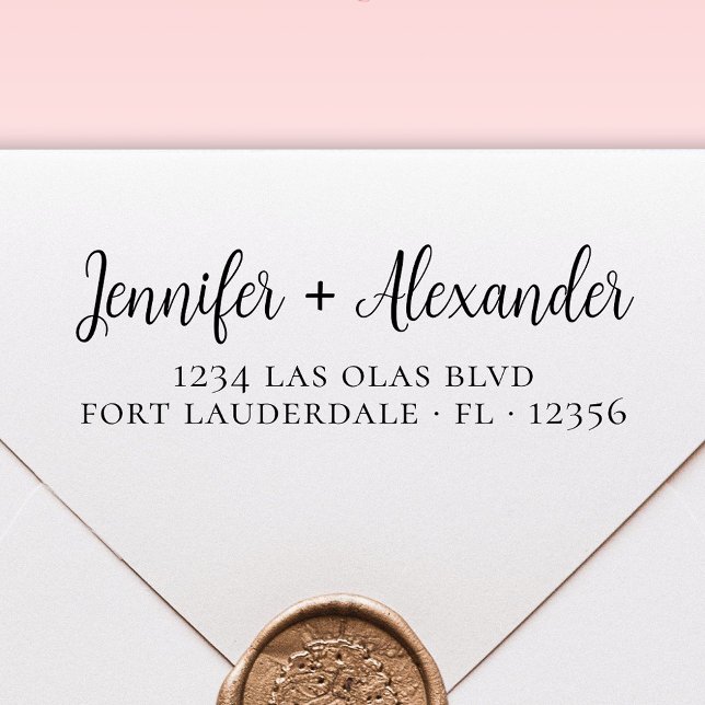 Tampon Auto-encreur Typographie moderne Script Mariage Adresse de reto (Créateur téléchargé)