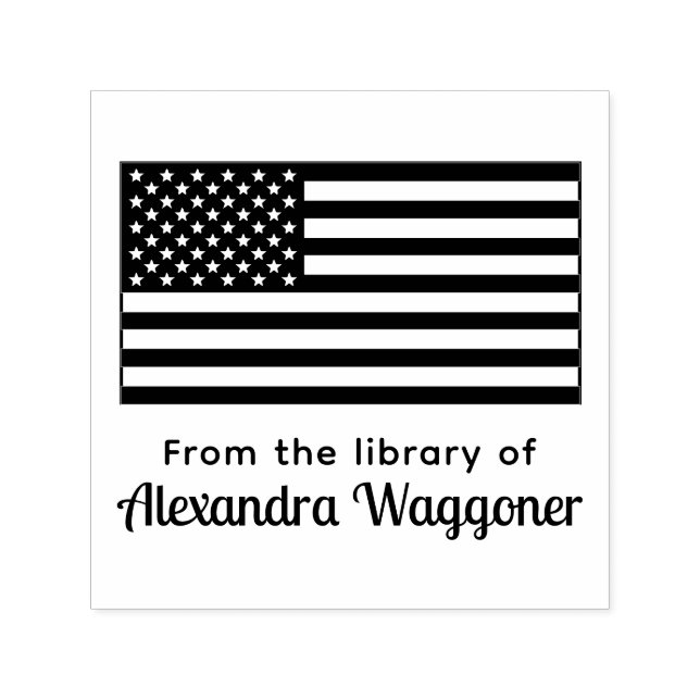 Tampon Auto-encreur USA American Flag "De la bibliothèque de" Nom (Design)