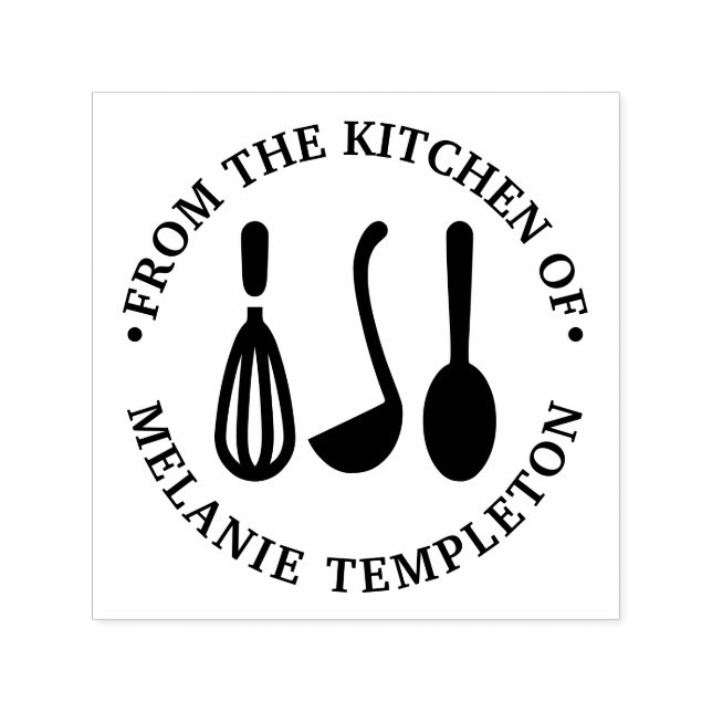 Tampon Auto-encreur Ustensiles de cuisine #2 "De la cuisine de" Nom (Design)