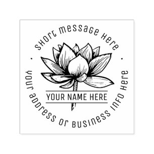 Tampon Auto-encreur Vintage Lotus Flower Nom d'entreprise Adresse de r