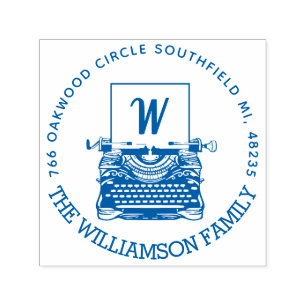 Tampon Auto-encreur Vintage machine à écrire Monogramme et adresse