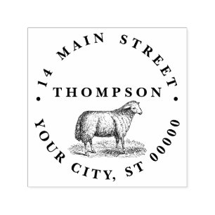 Tampon Auto-encreur Vintage Sheep Ewe Farm Animaux Dessin C Adresse