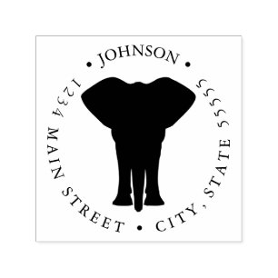 Tampon Auto-encreur Vintage simple Étiquette retour éléphant