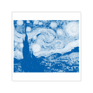 TAMPON AUTO-ENCREUR  VINTAGE VAN GOGH "STARRY NIGHT" POMPE EN CAOUTCHOU