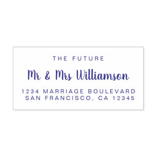 Tampon Auto-encreur Violet Script Future M. Mme Mariage Adresse de ret