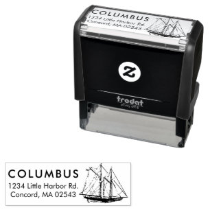 Tampon Auto-encreur Voilier vintage Adresse de retour Timbre en caoutc