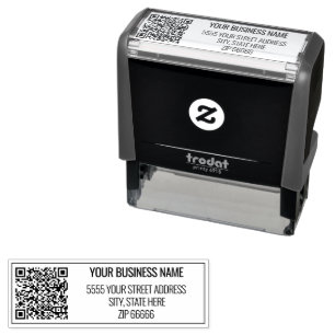 Tampon Auto-encreur Votre code QR Nom commercial Adresse de retour Tim