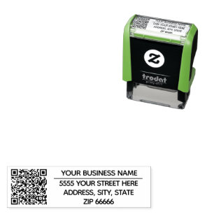 Tampon Auto-encreur Votre code QR Nom commercial Code d'adresse de con
