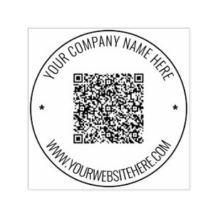 Tampon Auto-encreur Votre nom de code QR Site Web Autonomie Ronde Timb