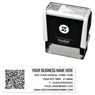 Tampon Auto-encreur Votre propre adresse de conception QR Code Timamp