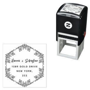 Tampon Auto-encreur weddin Couple Names Simple Typographie Mariage