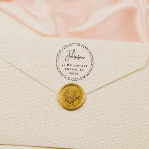 Tampon Auto-encreur Whimsical Doodle Frame Nom du script Adresse de re