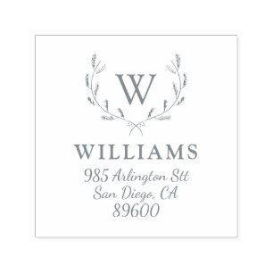 Tampon Auto-encreur Whimssel Holiday Wreath Monogramme Adresse de reto