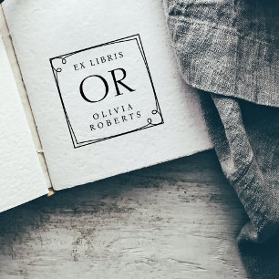 Tampon Auto-encreur Whimsy Frame Nom personnalisé Monogram Ex Libris