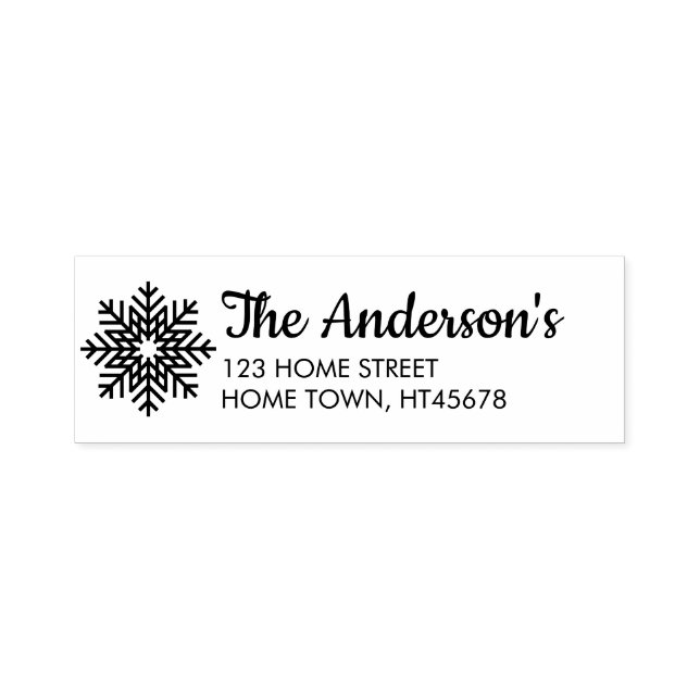 Tampon Auto-encreur Winter Snowflon Nom Adresse de retour (Design)