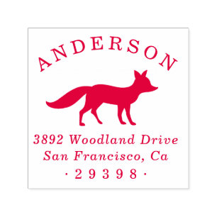 Tampon Auto-encreur Woodland Fox Round Nom de famille Adresse de retou