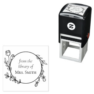 Tampon Auto-encreur Wreath Floral De La Bibliothèque De