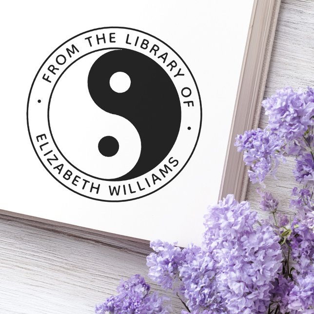 Tampon Auto-encreur Yin yang de la bibliothèque du livre nom personnal (Yin yang from the library of book custom name self-inking stamp)