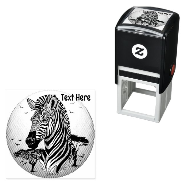 Tampon Auto-encreur Zebra African Savanna Wild Animal (En situation)