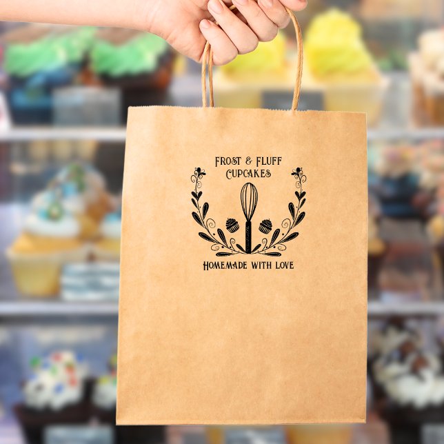 Tampon de boulangerie Couronne florale Fouet et Gâ (Créateur téléchargé)