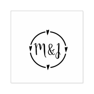Tampon de conception de logo de mariage initial Cœ