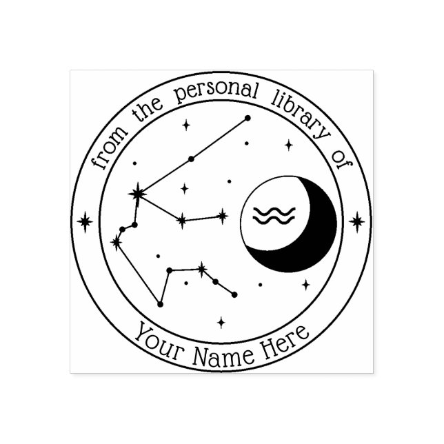 Tampon de livre Zodiac personnalisé Aquarius (Impression)