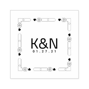 Tampon de mariage à logo initial coeur Deco Mini