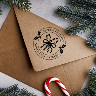 Tampon en bois en forme de canne à bonbons de Noël