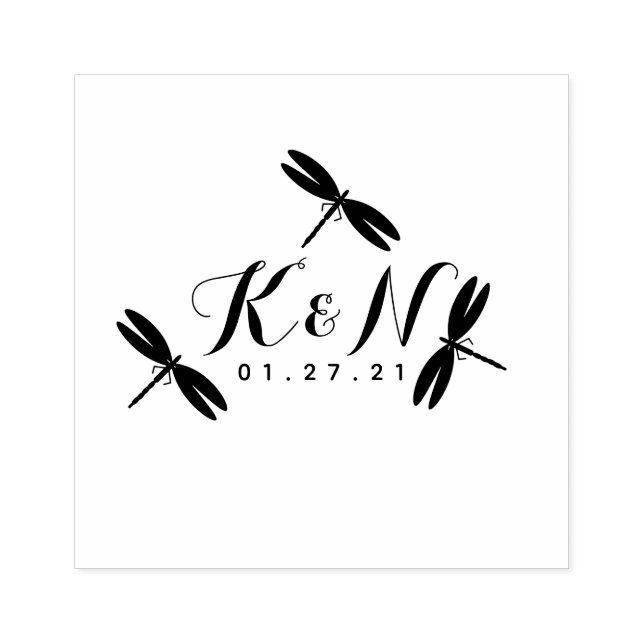 Tampon en caoutchouc de logo initial de libellules (Impression)