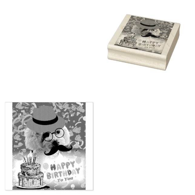 Tampon en caoutchouc Joyeux Anniversaire Fais Un V (Tamponné)