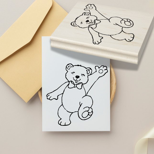 Tampon en caoutchouc Ours en peluche joueur (Stamp a smile. Spread the happy.  - Whimsical Fun for All Your Creations)